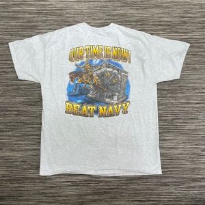 Vintage Army Vs Navy Gray Hanes Beefy T-Shirt